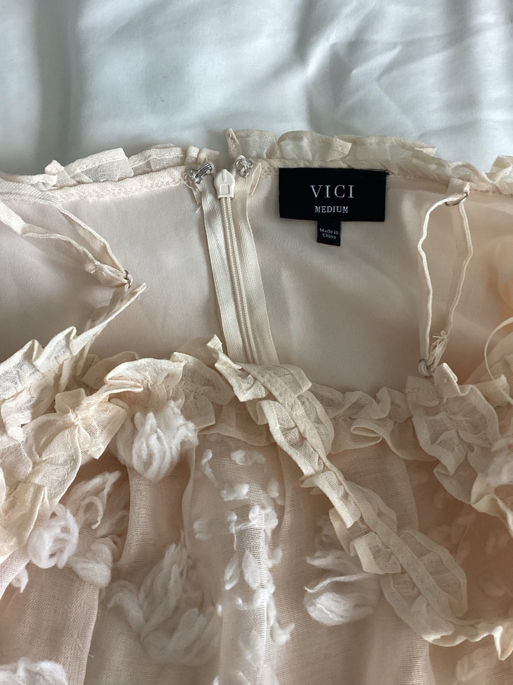 Vici Cream Tulle Maxi Dress with Pom-Pom Trim - Picture 3 of 3
